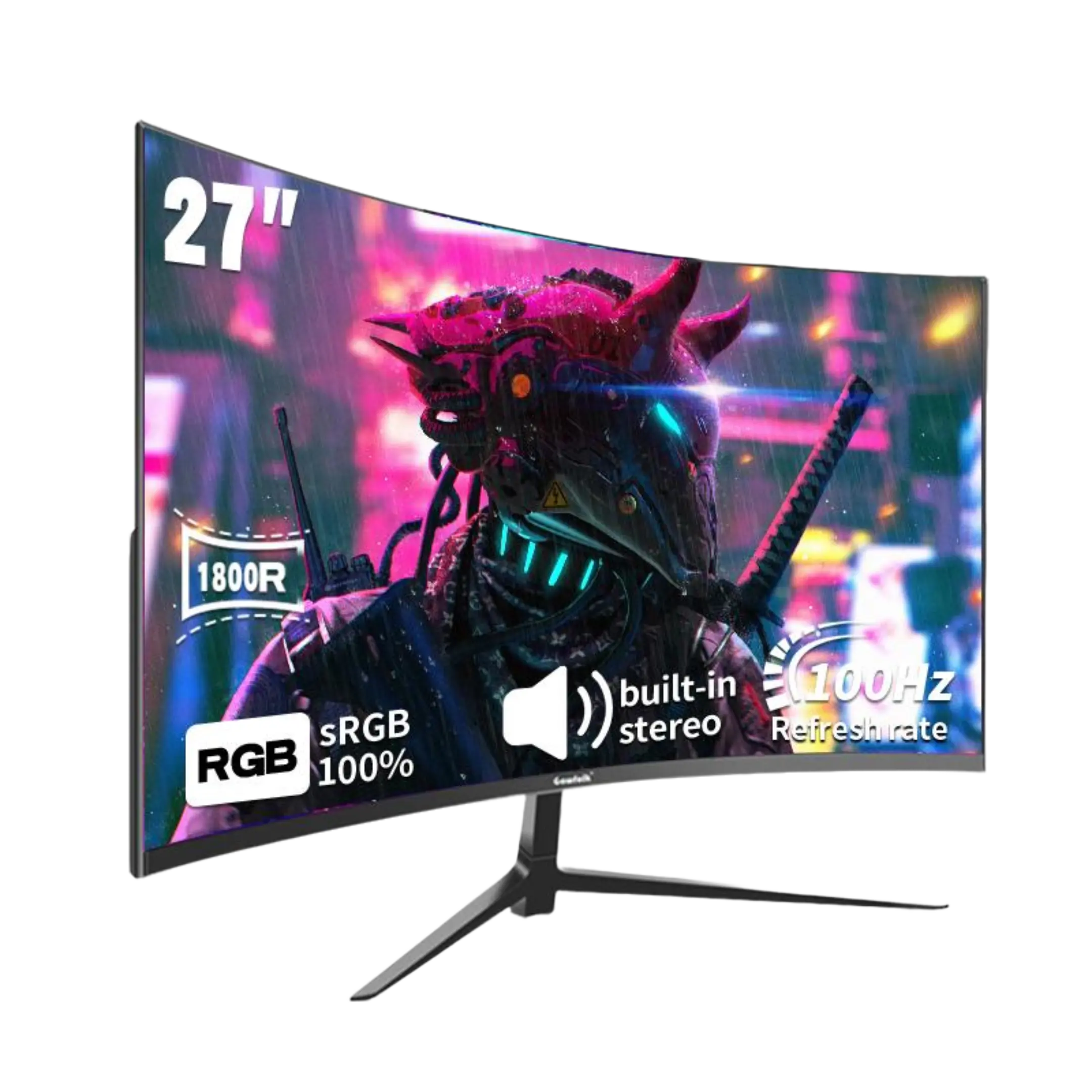 Gawfolk 27" 1080p 100Hz Curved Gaming Monitor - 1800R Curved Computer Screen, FreeSync, Low Blue Light Filter, Sleek Design, Tilt Adjustment, Built-in Speakers, HDMI, VESA Mount, PC Monitor Gaming