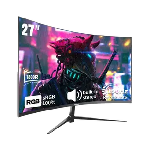 Gawfolk 27 inch Curved Monitor 100Hz Computer Pc Full HD (1080p),Gaming 1800R Radius, Built-In Speakers, HDMI
