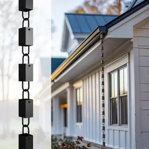 Rain Chains Direct - Square Link Rain Chain - 8.5 FT - Durable Black Powder-Coated Aluminum - Premium Rain Chains for Gutters