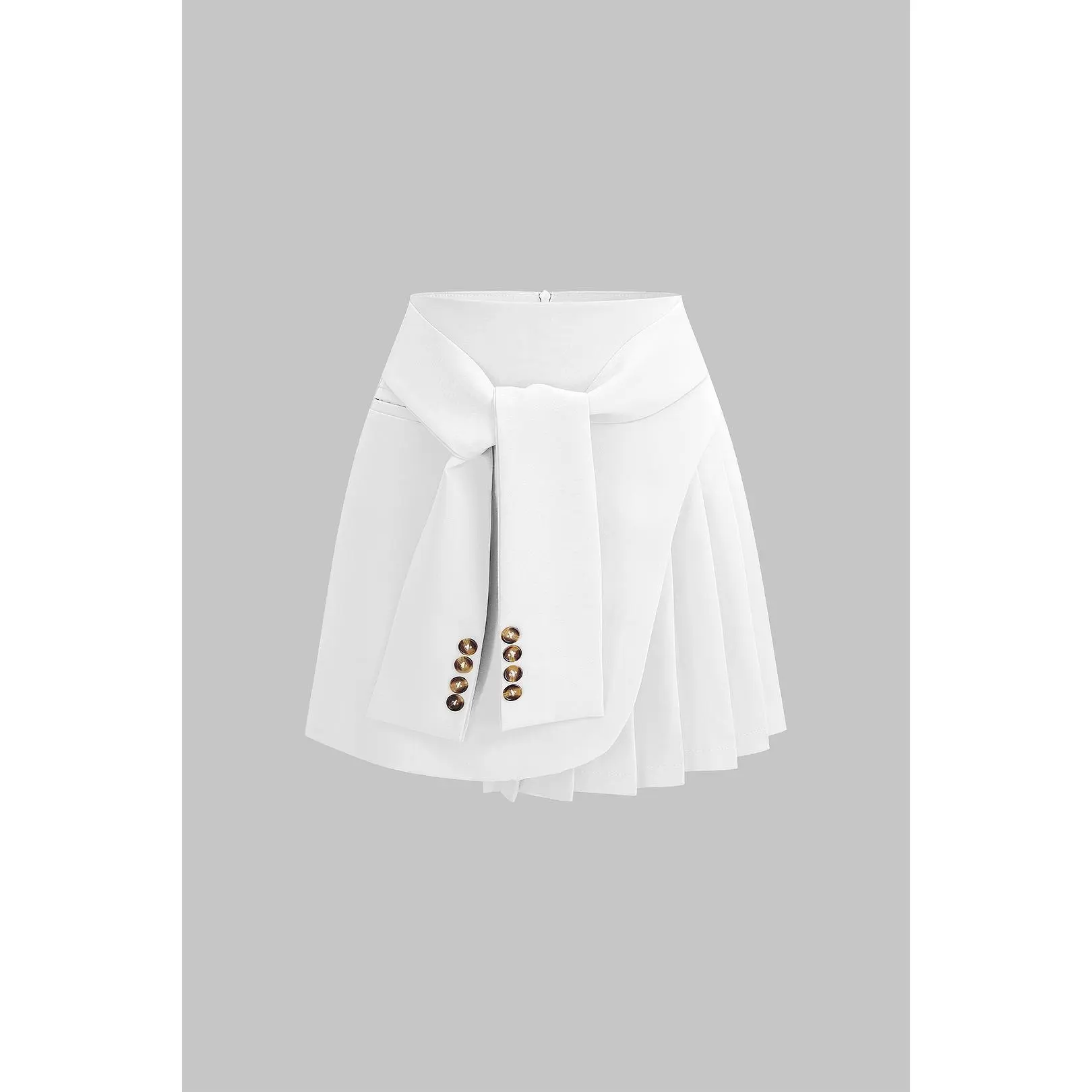 Tie-Up Asymmetrical Pleated High Waist A-Line Skirt