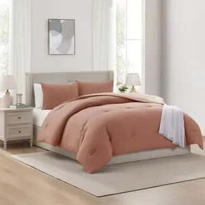NESTL 3-Piece Reversible Marshmallow Double-Stuffed Fluffy Core Comforter Set, Modern Soft Bedding for Bedroom Linens Collections Lightweight Duvet