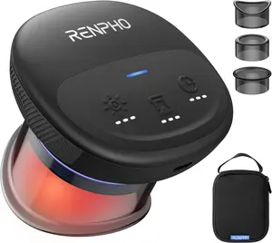 RENPHO Emberace Cup Smart Cupping Massager with 3 Suction Levels up to -55KPa and 850nm Infrared Heating, Rechargeable Massage Device with 70 min Runtime, Multi-Device Sync, 3 Heads & Storage Pouch