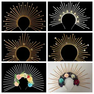 1pcs  Five-Star Head Buckle Virgin Goddess Halo Headband Funny Exaggerated New Crown Halloween Witch Dress up Hair Accessories