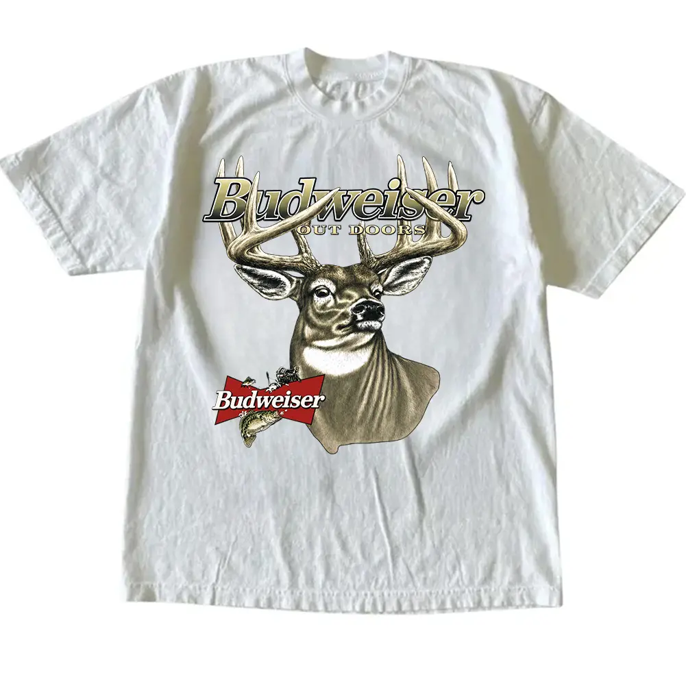 The Vintage Deer Shirt, Y2K Hunting Beer T-Shirt, Outdoors Buck Graphic Tee, Gift for Men, Gift for Women, Crew Neck T-shirt, Trending T-shirt