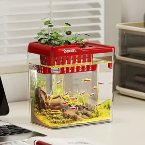 Mini Fish Tank, Paradise Fish, Living Room, New Style, Small Goldfish, Household, Ornamental Fish, Transparent, Small, Office, Desktop, Ecological Tank, Turtle Tank, Fishbowl, Aquarium