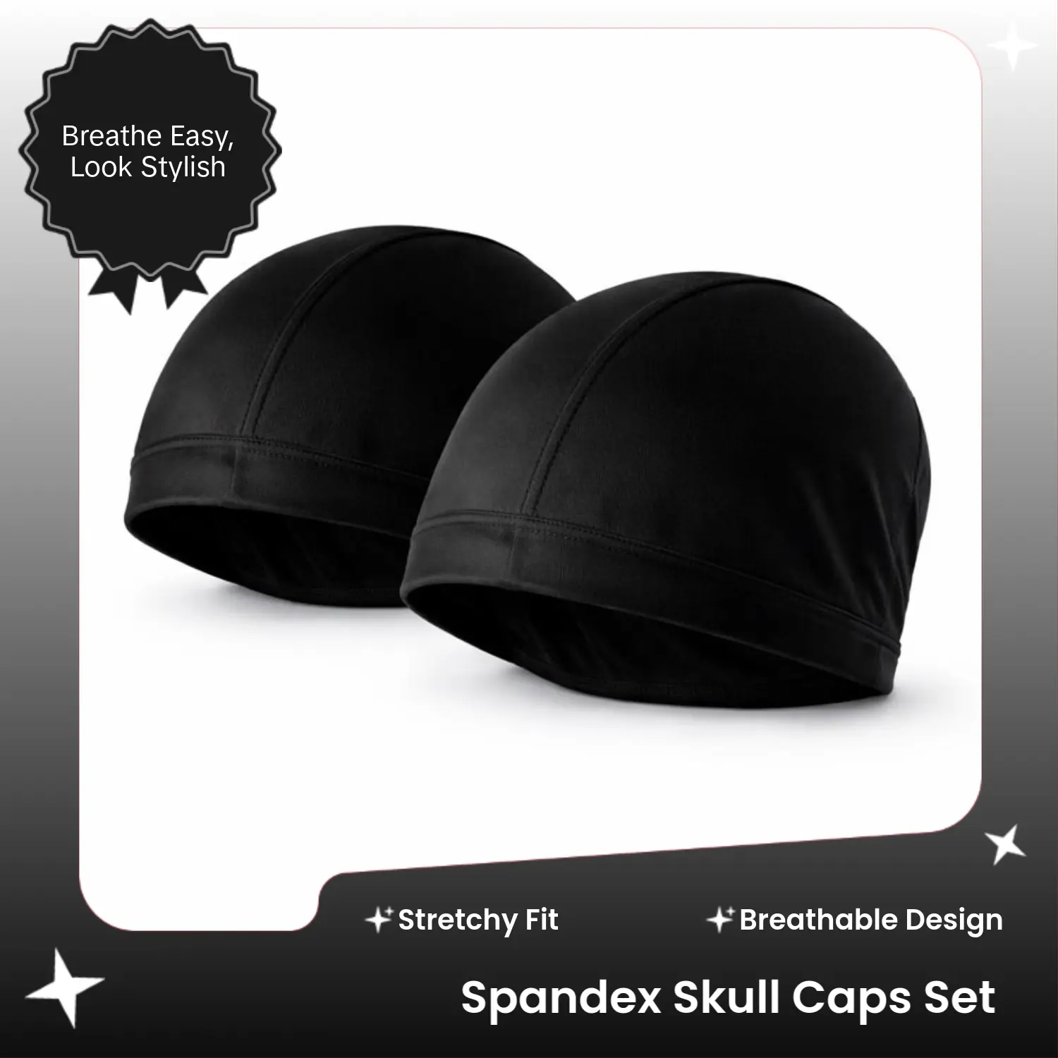 Spandex Skull Cap Durag Stretch Breathable Wave Cap for Men 2 Pack 4 Pack Unisex Comfortable Headwear Ideal for Everyday Use Stretchy Fit Breathable Design Summervibes dreadlock accessory