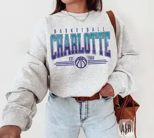 [SALE UP TO 49%] Vintage Charlotte Basketball Sweatshirt | Retro Charlotte Basketball T-Shirt for Men and Women | North Carolina Sports Fan | Hornet Shirt