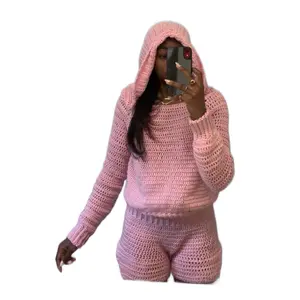 Chic ladies crochet hoodie Tops Comfort Womenswear Comfortable Lightweight Sweaters