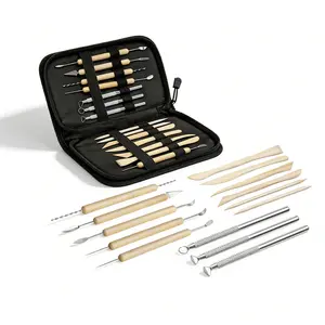 Complete Pottery & Clay Sculpting Tool Set with Storage Case - 14Pcs Polymer Clay Tools for Ceramics Sculpting, Carving & Jewelry Making
