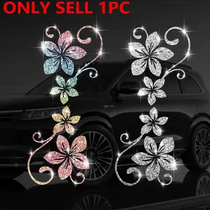 1SET  Shiny Four-leaf Rattan Flower Car Stickers Are Waterproof and Easy To Stick Without Leaving A Trace. DIY Self-adhesive Design Suitable for Cars, Triangular Windows, Motorcycle Helmets, Creative Body Decoration Stickers, Must for Plant Lovers