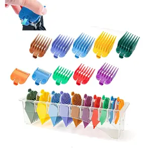 10 Professional Hair Clipper Guards, Color Coded Cutting Guides 1/16" to 1" with Organizer, Replacement Clipper Combs Compatible with Most Hair Clippers