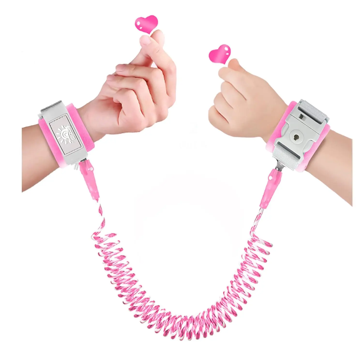 Summer Spring Gift Toddler Harness Walking Leash- Child Anti Lost Wrist Link - Child Safety Harness - Upgrade with Reflective(6.5ft) - for Boys and Girls,Not Easy to Open Without Key (Pink)