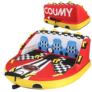 Towable Tubes for Boating,Pull Behind Tube Inflatable Towable Tube Inflatable Water Sports Towables for Boats Front & Back Tow Points w/Heavy-Duty Thick Nylon Cover for Summer