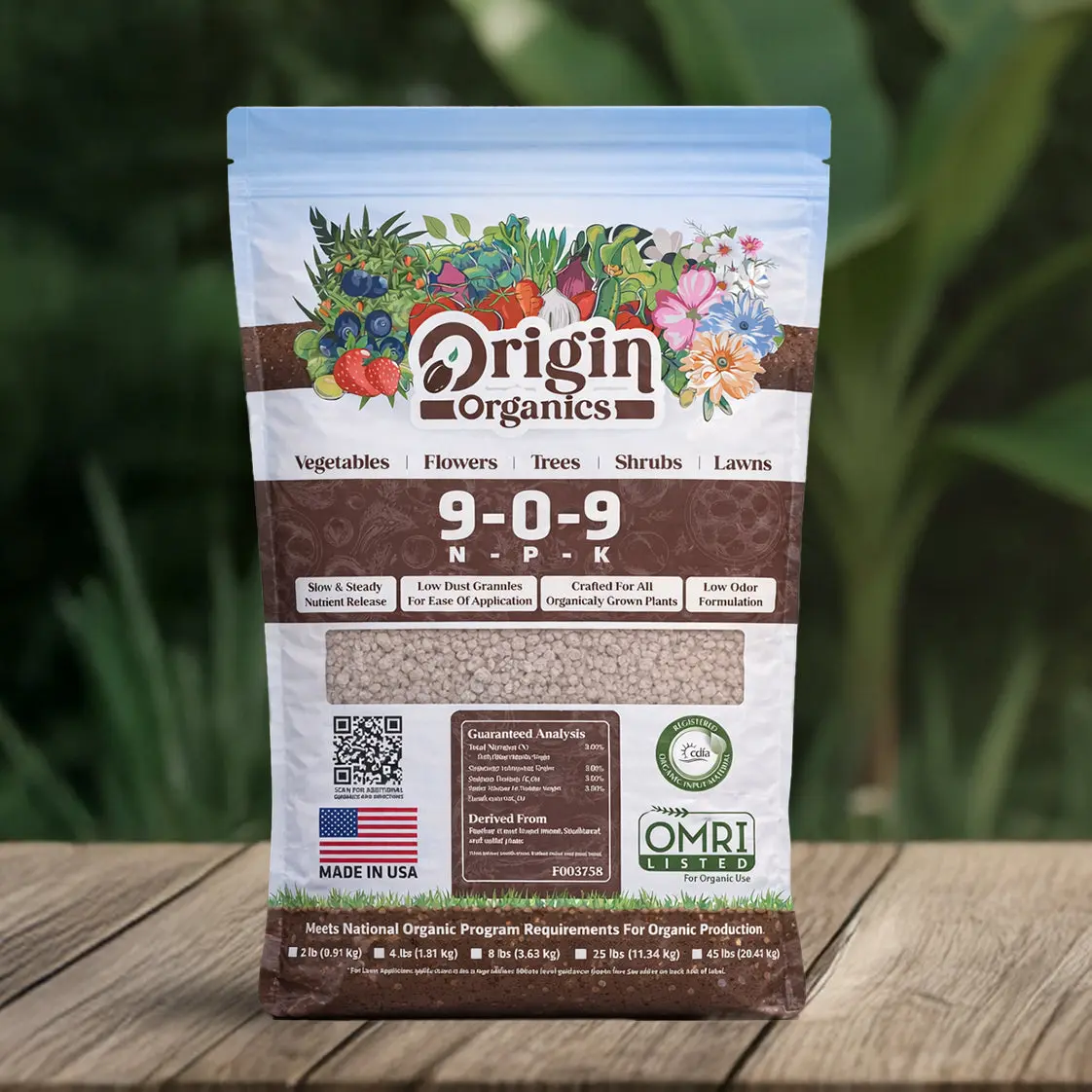 Origin 9-0-9 OMRI Certified Organic Fertilizer — No Phosphorus | Lawn & Garden