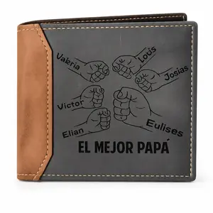 Personalized Men's Wallet - Business Minimalist Bifold, Stylized Wallet with Unique Design for Personal Use, Customizable with Names or Favorite Pictures, Ideal Father's Day Gift, Personalized Men's Wallets, Regalo para Día del Padre