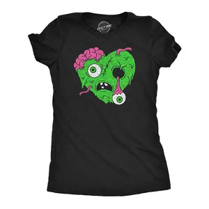 Womens Funny T Shirts Zombie Heart Sarcastic Halloween Graphic Novelty Tee for Ladies Funny Womens T Shirts Cute Vintage Fashion Casual Ladies T-Shirt Gift Halloween Tops for Women Funny Zombie Top Women's Black -