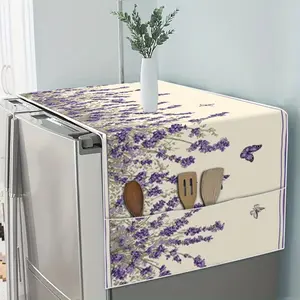 1 piece of four-season universal refrigerator cover with lavender butterfly digital printing pattern. The cover with storage bag is suitable for refrigerators to solve storage problems. It is suitable for washing machines and ovens.