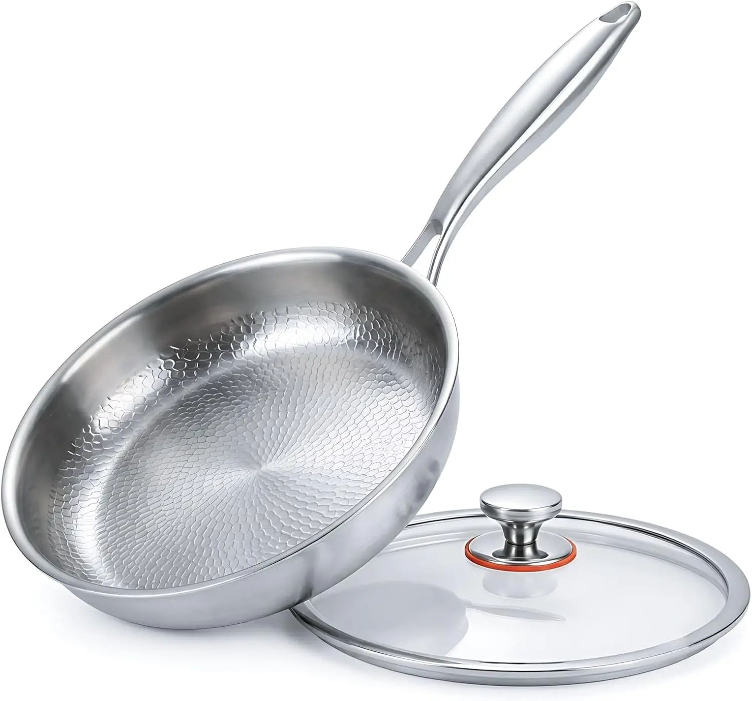 10-Inch Titanium Frying Pan with Lid, 3-Ply Skillet with Stay-Cool Handle, Multi-Stove Compatible for Eggs, Steak & Everyday Cooking