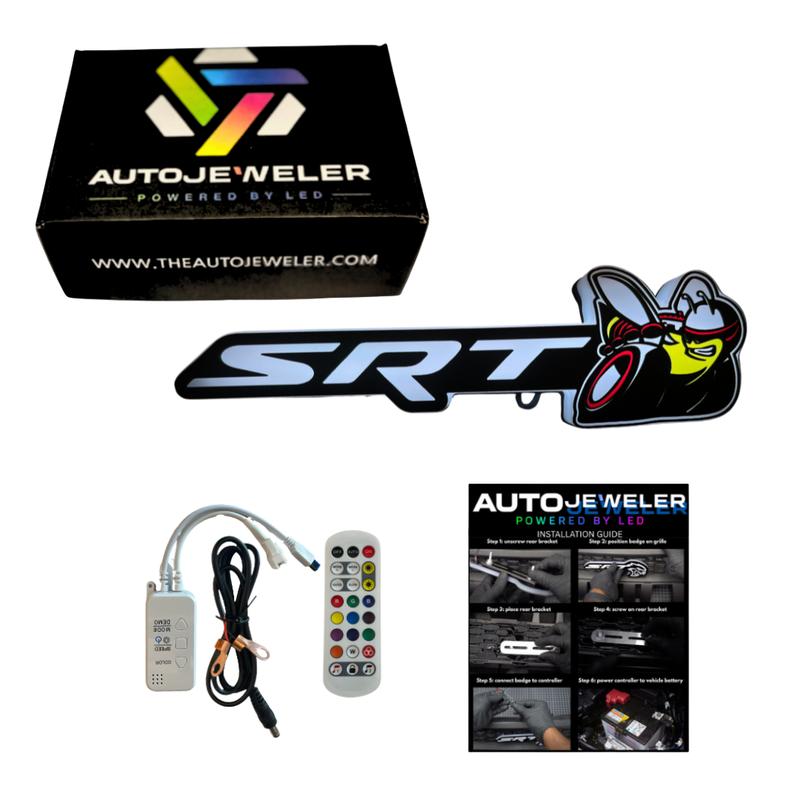 AutoJeweler Dodge SRT Scat Bee LED Grille Emblem, Color Version (RGB Flow-Series) - Dual Control Bluetooth App & Remote Included