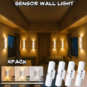 【3Pcs Wall-Mounted Cat Eye Sensor LED Light】3-Color USB Charging Light, Motion Sensor Auto On/Off, Night Light for Bedroom, Stairs, Hallways, Living Rooms, Easy Installation - Modern Design, Suitable for Kitchens, Wardrobes, And Bedside Areas
