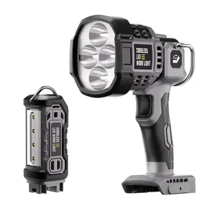 2-in-1 Cordless LED Work Light for DeWalt 20V Max Battery, 2000LM Dual Head Spotlight & Floodlight, 120° Pivot Base Hanging Hook Shop Light for Mechanics, Camping, Emergency (Tool Only)