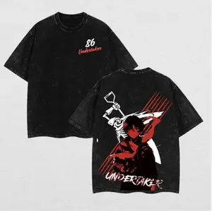 Hot Anime 86 Eighty Six Washed T-shirt Anime Lover Couples Plus Size Unisex personality Clothes Year round clothing soft Classic