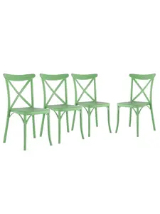 HomeRoots 565178 21 in. Green Heavy Duty Plastic Outdoor Stacking Dining Chairs - Set of 4