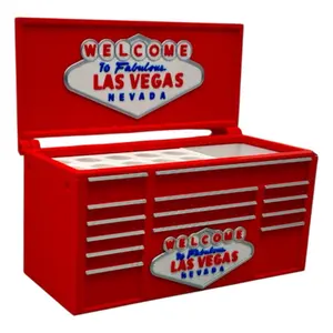 Welcome to Las Vegas Mini Tool Box Pen Holder - Red Design with Iconic Signage