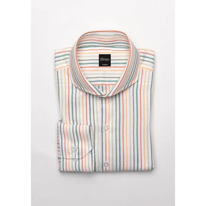 Crisp Multi-Color Poly Pinpoint Stripes Shirt - Cutaway Extreme Collar