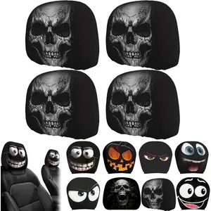 Halloween Headrest Covers for Cars | 1 Pair Automobile Headrest Protector | Elastic Breathable Head Rest Covers Decoration Halloween Accessories for Driver Passenger Men Women Vehicles Interior