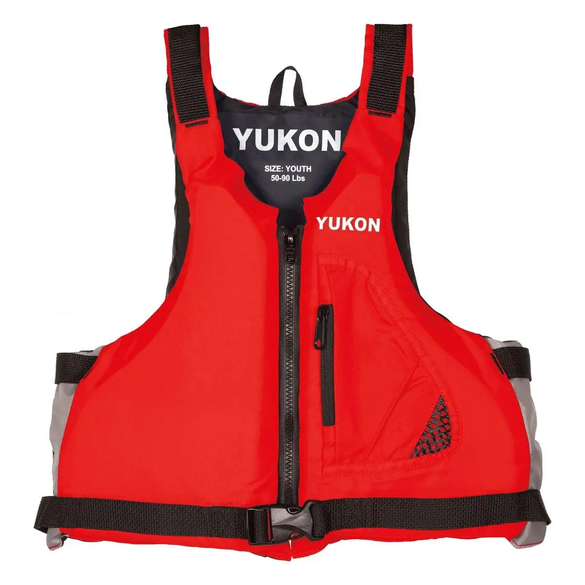Yukon Base Paddle Lifejacket, Low-Profile Nylon Vest with Breathable Mesh Back and Neoprene Padding for Kayaking, Universal Fit - Deep Red