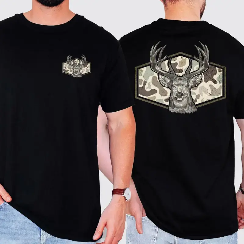 🦌[graphic tee][100% Cotton]Men's Deer Hunting Camouflage Pattern T-Shirt – Old School Style, Comfortable & Colorful, Father's Day Gift for Dad & Husband, Unisex Fashion Casual Top, Hunting Enthusiast Shirt, Outdoor Adventure Wear Victory t-shirt