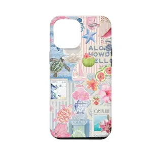 This summer-themed patchwork design double-layer protective case is a durable 2-in-1 device suitable for iPhone 17/16/15/14/13/12/11 Pro Max/Plus/Pro, and Galaxy S25/S24/S23 Ultra series. It's also a stylish couple's phone case.