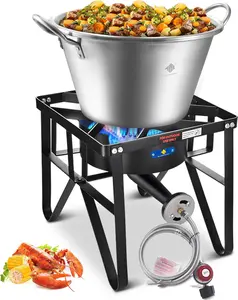 ARC Cast Iron Mexican Cazo Para Carnitas With 200,000 BTU Propane Stove,Great for Carnitas, Braising, Seafood Boiling, Inoxidable Wok comal Fry,For Outdoor Cooking (22QT)