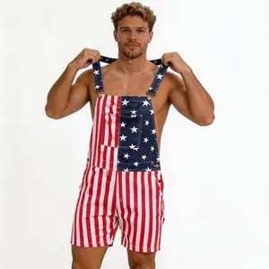 July 4th Themed Denim Overalls Shorts Loose Fit with Adjustable Straps Show Your American Pride at BBQ Beach Parties or Town Parades Unisex Design Lightweight for Hot Summer Days Commemorate 250 Years of USA Independence