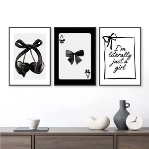 3-Piece Butterfly Style Poker Card Posters, & Minimalist Bedroom Living Room Decor, High-End Frameless Wall Art