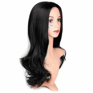 Women's Black Long Wavy Wig Long Curly Straight Synthetic Hair Fashion Looking