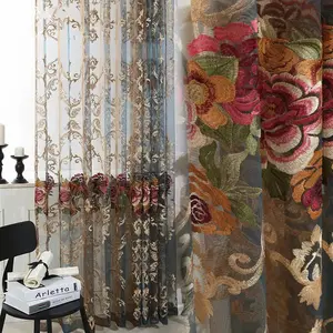 Luxurious European Style Embroidered Curtain, High-End Drapes for Bedroom Living Room Balcony, Elegant Window Sheer Curtains