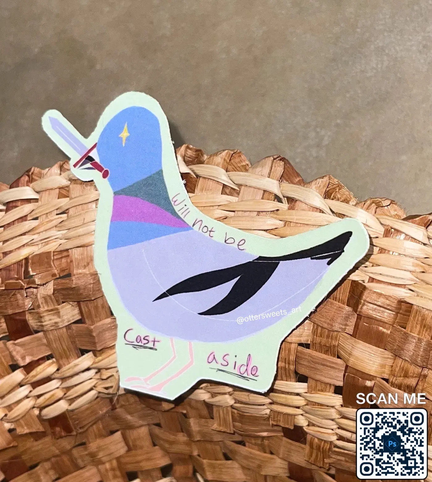 Pigeon "Will Not Be Cast Aside" Cute Sticker