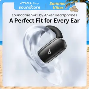 soundcore V40i by Anker, Open-Ear Headphones, Clear Design, Lidless Case, 4 Adjustable Positions for Every Ear Size, Richer Bass, IP55, 21H Playtime, AI Clear Calls, Bluetooth 5.4, App Control outdoorfun