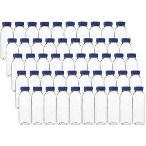 Clear Plastic Bottles 8oz PET Bottle with Flip-top Caps Made in USA - Pack of 50