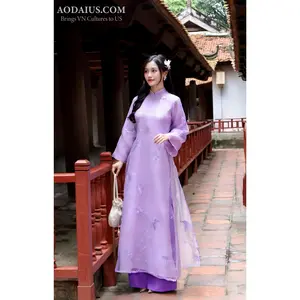 Dahlia Floral Vietnamese Ao Dai Set | Elegant Modern Vietnam Dress N18