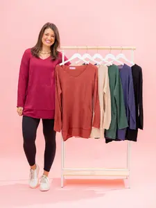 Long Sleeve Knit Tunic w/ Kangaroo Pocket by DD Design | S-3XL