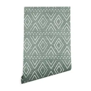 Deny Designs Custom 2'x10' Peel and Stick Wallpaper Eclectic, Sage, 2' x 10'