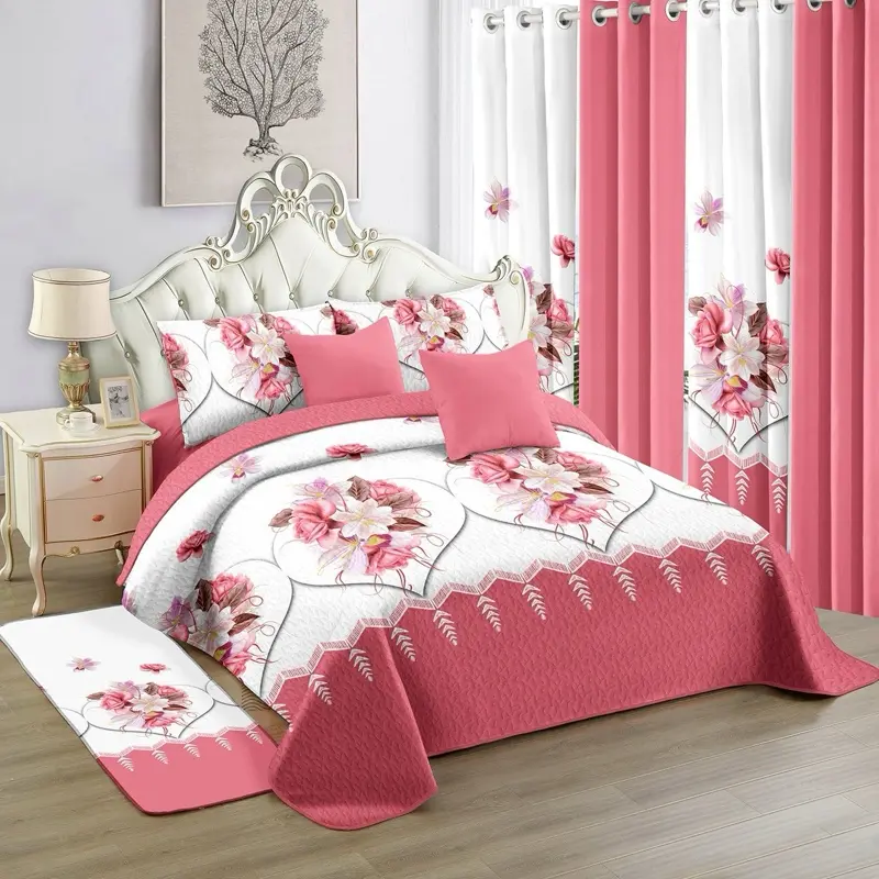 12-Piece Coordinated Bedroom Bundle Full Suite Bedspread Set, Vibrant Warm Yellow and White Floral Design, for Cozy Bedroom Decor