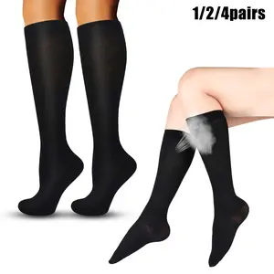 Compression socks, 4 pairs of copper-infused compression socks for men and women, polyester blend, smooth knit fabric, suitable for running, yoga, rock climbing, and cycling, Compression Sports Socks, Polyester Athletic Socks