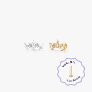 Leah Titanium Flat Back Stud (Single)