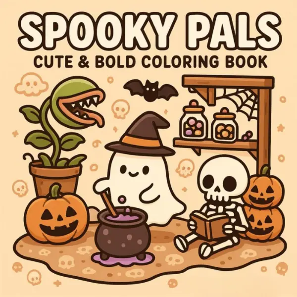 Spooky Pals – Cute & Easy Halloween Coloring Book for Kids & Adults (Spooky Pals Coloring Book Series – Cute & Bold Easy Designs for Halloween, Holidays & Cozy Fun)