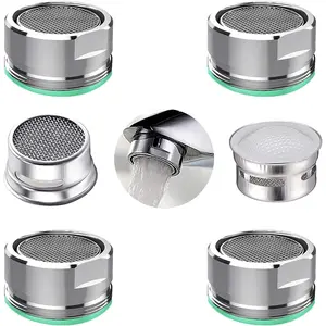 4 count Faucet Aerator, 2 Packs of Aerator Filter Replacement , With Brass Housing 15/16 Inch 24mm External Thread Aerator Faucet Filter, With Gasket, For Kitchen and Bathroom
