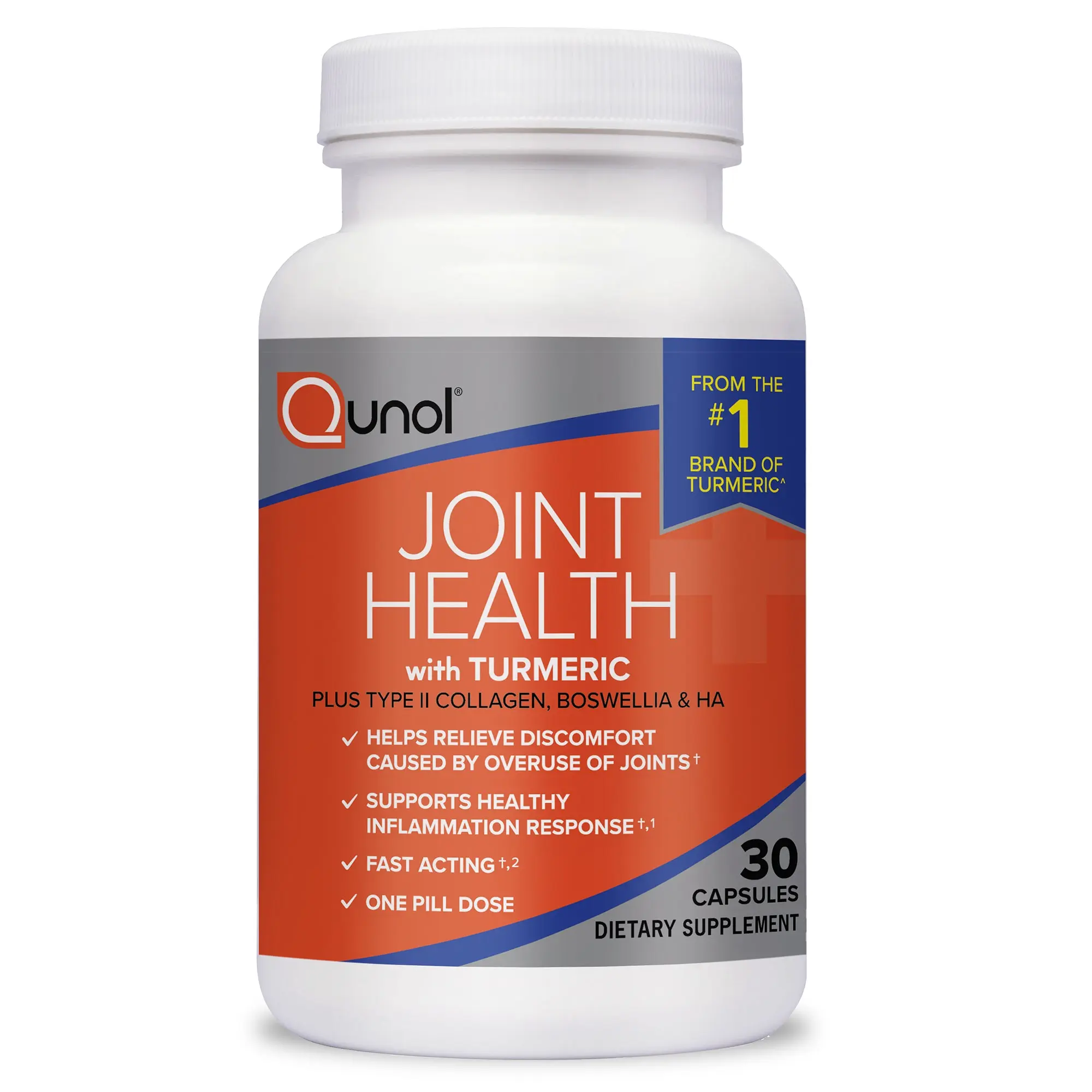Qunol 5-in-1 Joint Support Supplement, Fast Acting, One Pill Dose, Support Healthy Inflammation Response & Discomfort Caused by Overuse of Joints